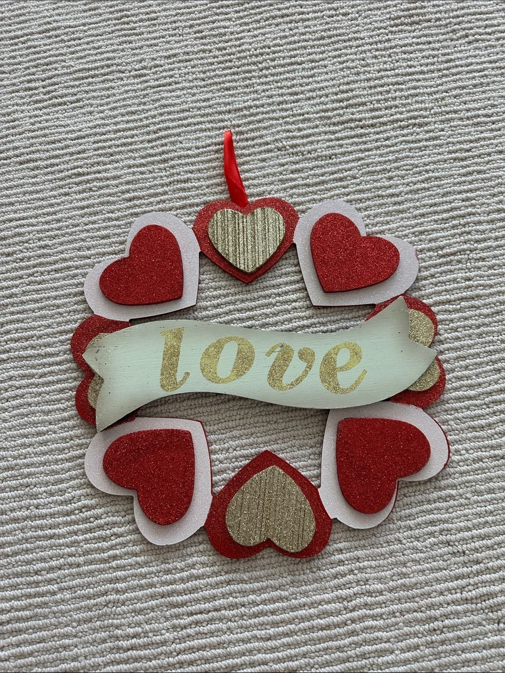 Threshold Red and Gold Heart Love Wreath Ornament